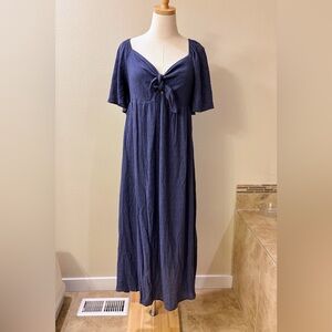 Blue OTT Brand Crepe/Gauze Maxi Dress w/ Flutter Sleeves Women’s Size XL
